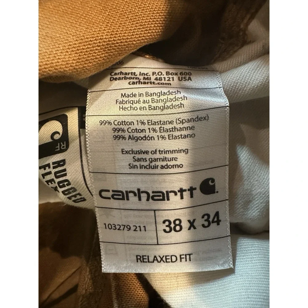Carhartt Rugged Flex Duck Utility Work Pants Brown Relaxed Fit Size 38x34